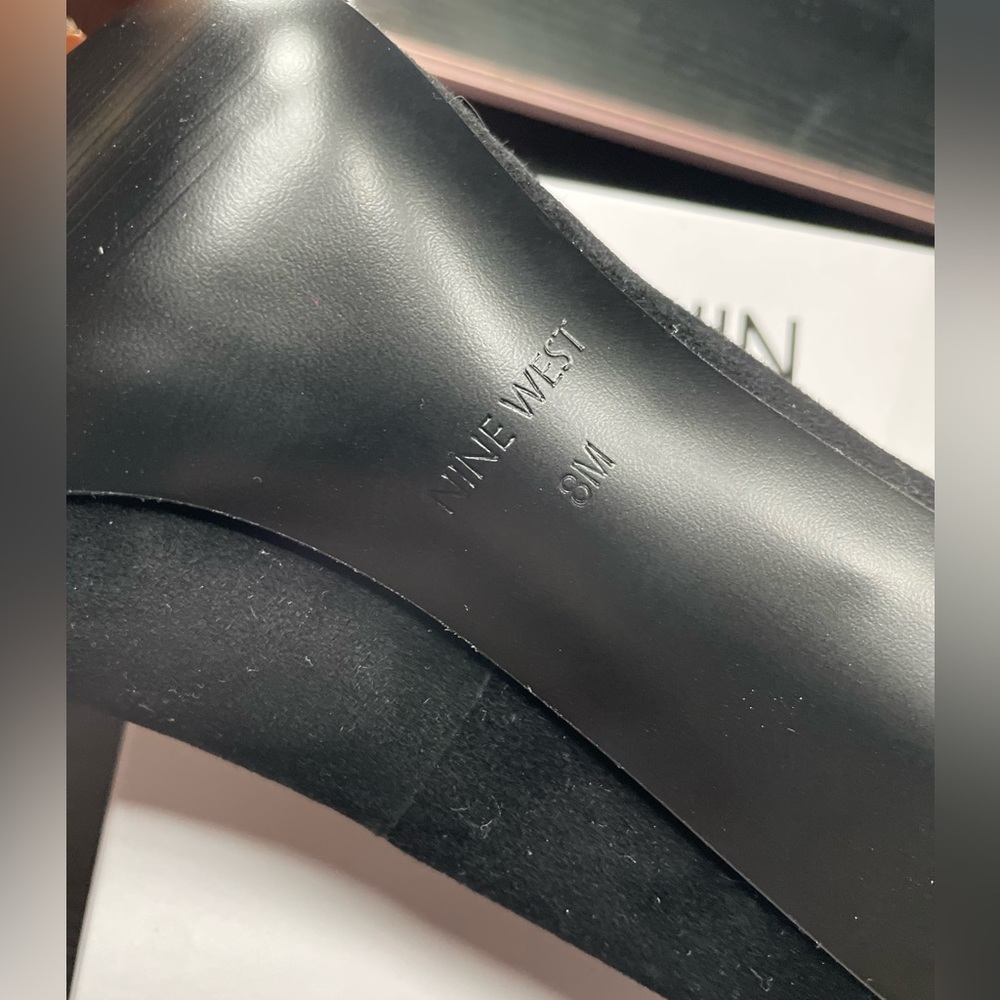 #2 - Nine West Black Suede Stiletto Pointy Toes Heels - Picture 7 of 12